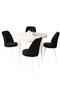 Hanah Home Juego de Mesa y Sillas Comedor Tor White, Black 5 Piezas Tablero Melamina Metal 90x75x90cm Mesa 45x91x42cm Silla Blanco Negro